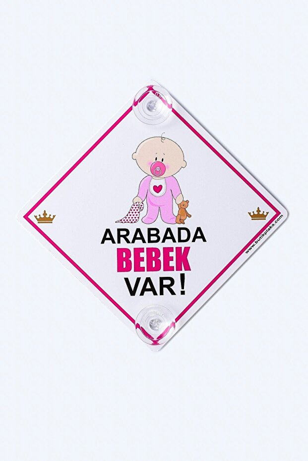 Caution: Baby in the Car/Plexiglass Warning Sign 15X15 Cm/Baby Girl with Pacifier