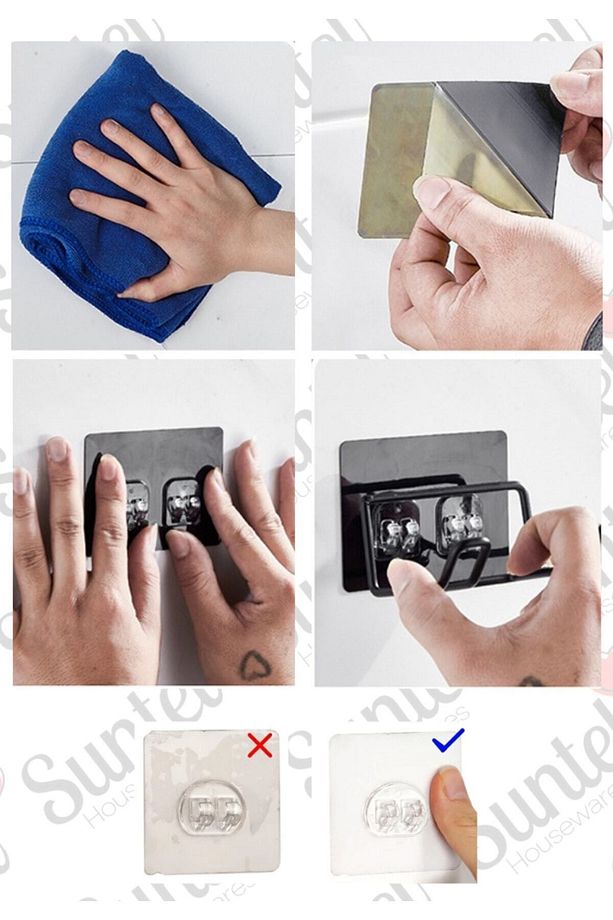 Kancalı Yapışkanlı Banyo Rafı ve Sabunluk Seti - Askılı Banyo Organizer - 6