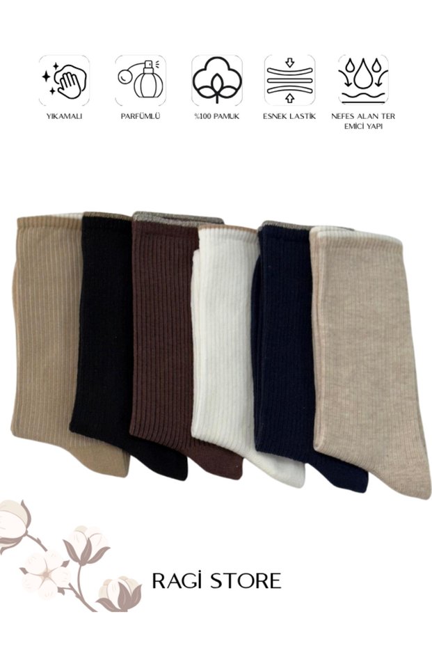 6 Pack Multicolored Cotton Women's Socks