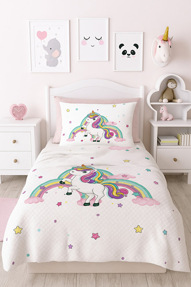 Cute Unicorn Single Pique Background Curtain