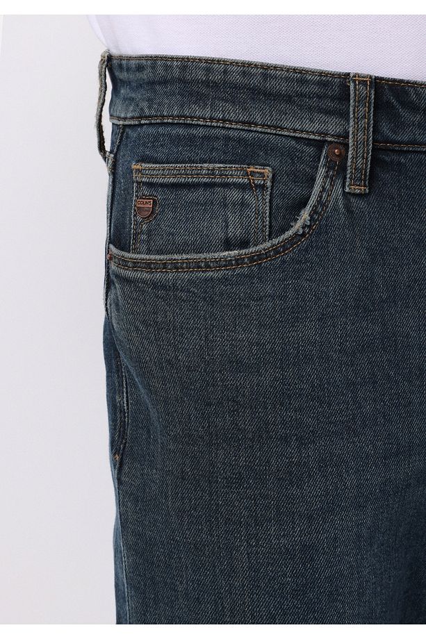 Slim Fit Erkek Koyu İndigo Jean Pantolon - 5
