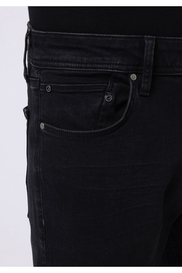 Regular Fit Erkek Siyah Jean Pantolon - 5
