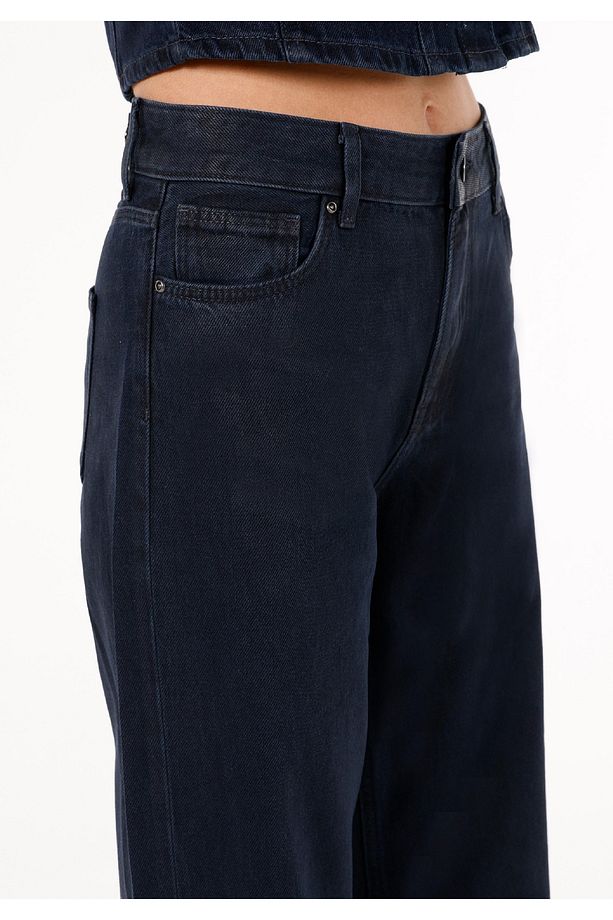 Regular Fit Kadın Koyu İndigo Jean Pantolon - 5