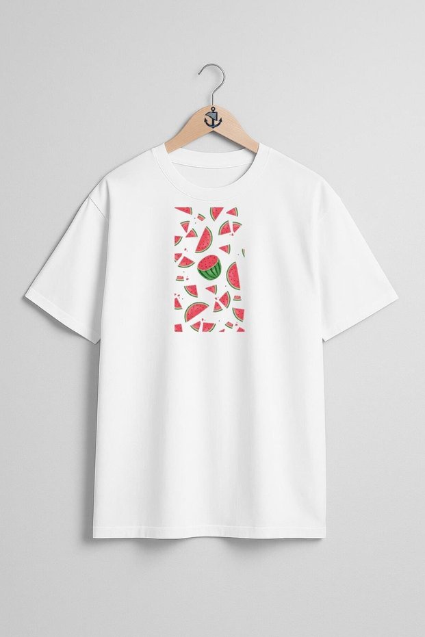 Oversize Watermelon Pieces Chest Design Unisex T-Shirt