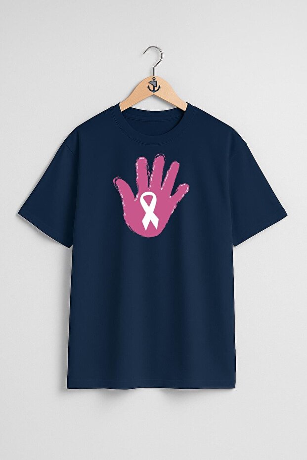 Oversize Breast Cancer Awareness Ribbon Chest Design Unisex T-Shirt