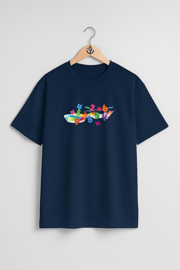 Oversize Mathematics Numbers Numbers Chest Design Unisex T-Shirt