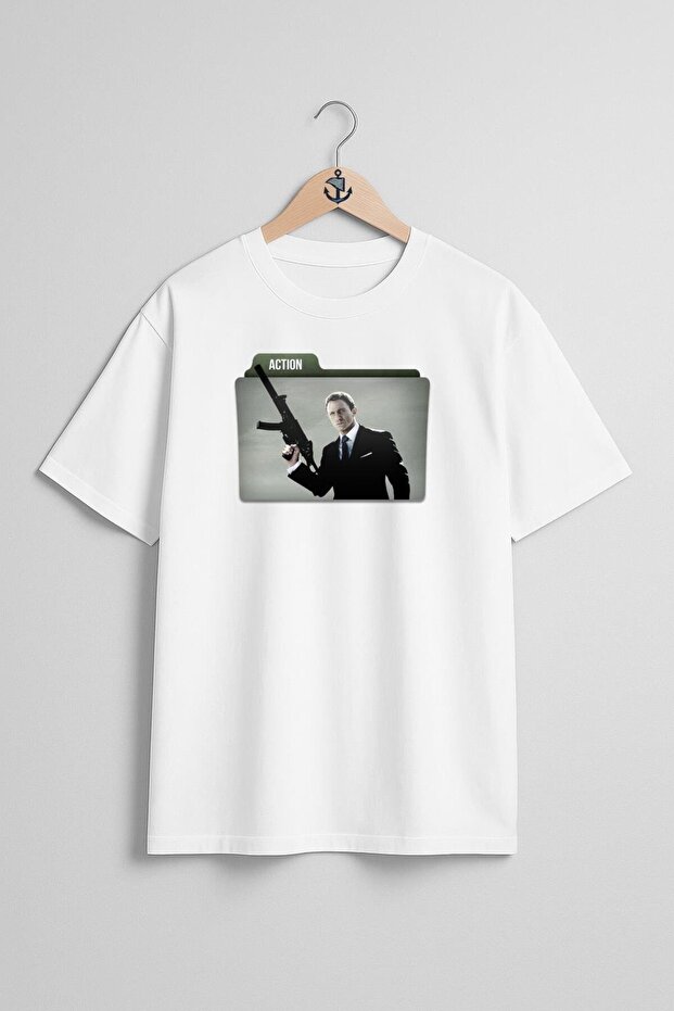Oversize James Bond, Technology, Action Chest Design Unisex T-Shirt