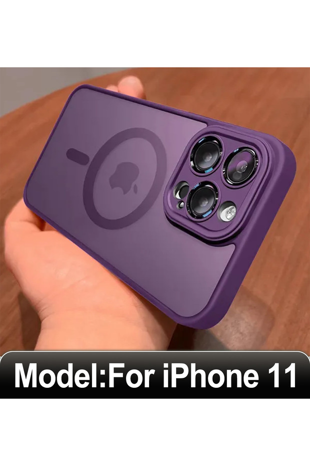 حافظة شحن لاسلكي مغناطيسية مقاومة للصدمات صلبة لهاتف iPhone 11 PURPLE Matte Armor