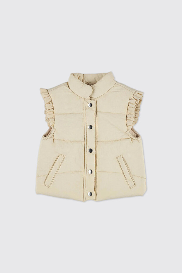 Baby Girl Kolevi Frilly Micro Beige Vest