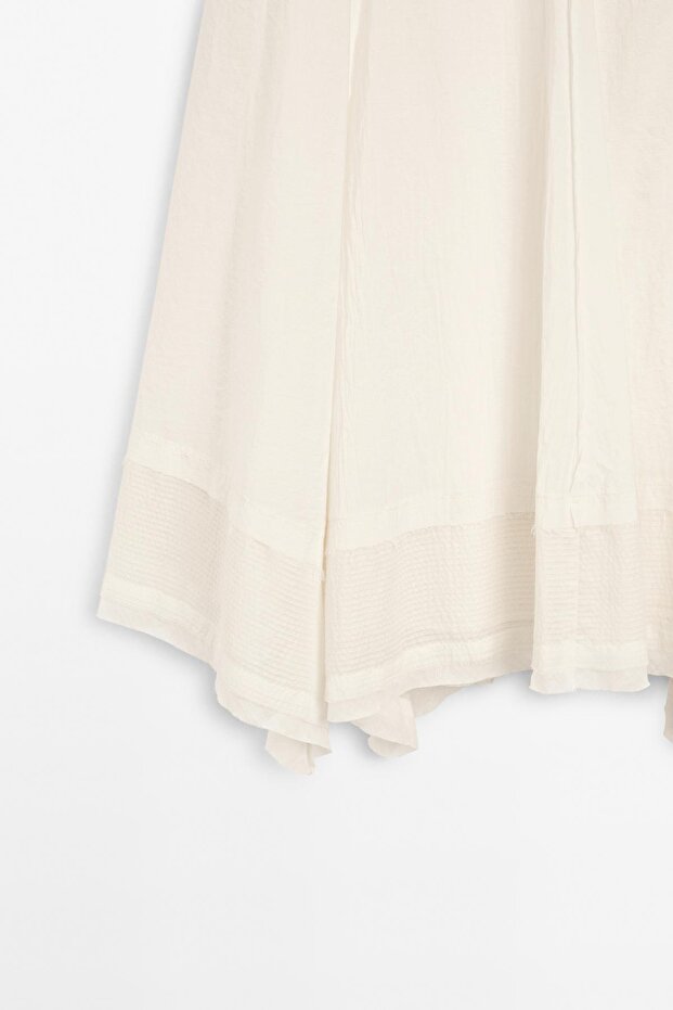 Dikiş detaylı pamuklu midi etek - 7