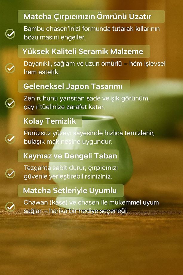 Seramik Matcha Çayı Fırça Bamboo Whisk Tutucu Köpürtücü Tutacağı cin580 - 5