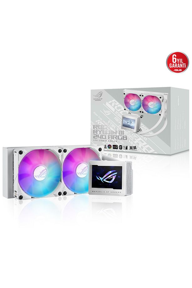 ROG Ryujin III 240 ARGB Oled LCD 240mm Beyaz İşlemci Sıvı Soğutucu (90RC00K2-M0UAY0) - 1