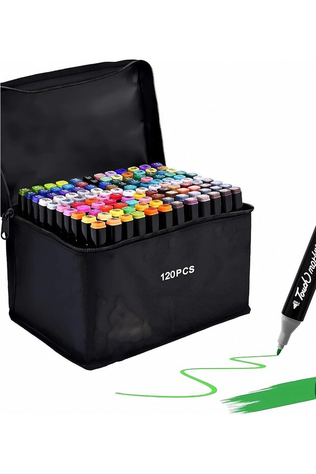 Dual Tip Art Markers with Carrying Case – Odorless & Non-Toxic Twin Head Permanent Colourin - 1