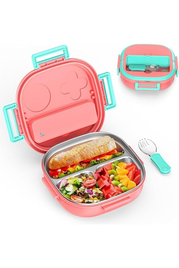 Large Capacity Lunch Box with Stainless Steel Material, 2 Compartment Food Container for Home