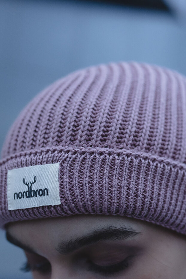 Unisex Açık Gül Yumuşak Pamuklu Bere Düz Esnek Çift Katlamalı Kışlık Logolu Basic Triko Cuat - 4