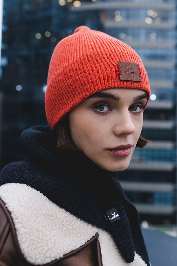 Unisex Açık Gül Yumuşak Desenli Bere Çizgili Esnek Kışlık Logolu Basic Triko Günlük Kullanım Saxa - 4