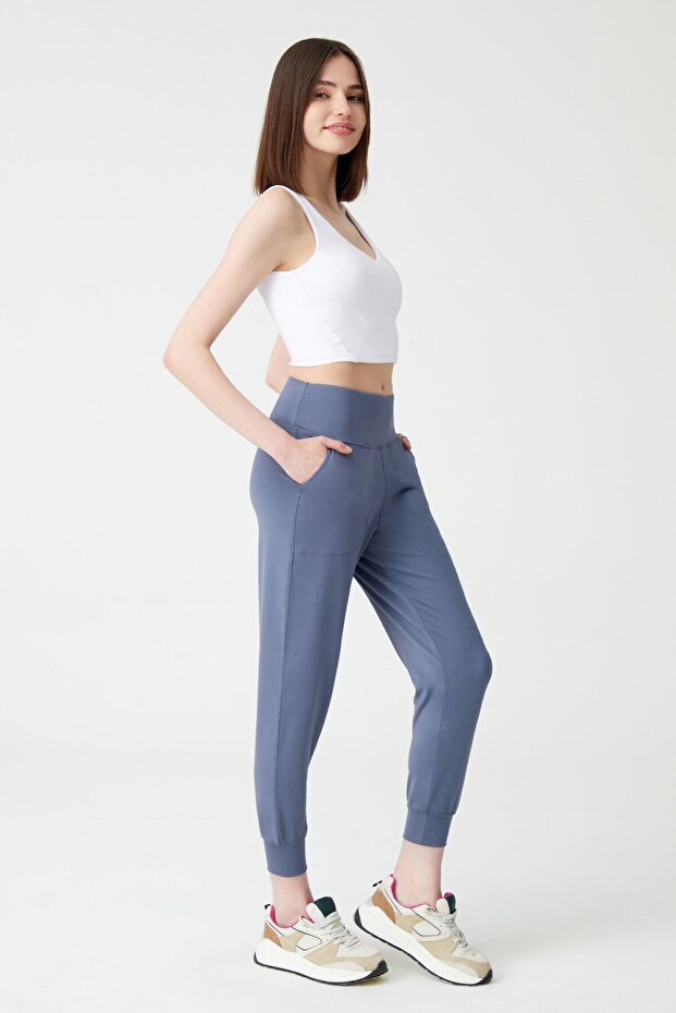 Women's Anthracite High Waist Jogger Sweatpants Joggers