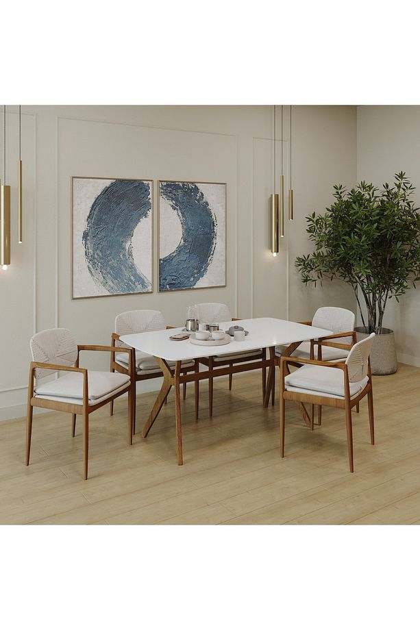 VİKTORİA MUTFAK VE SALON MASASI BEYAZ/CEVİZ 80X138 - 1