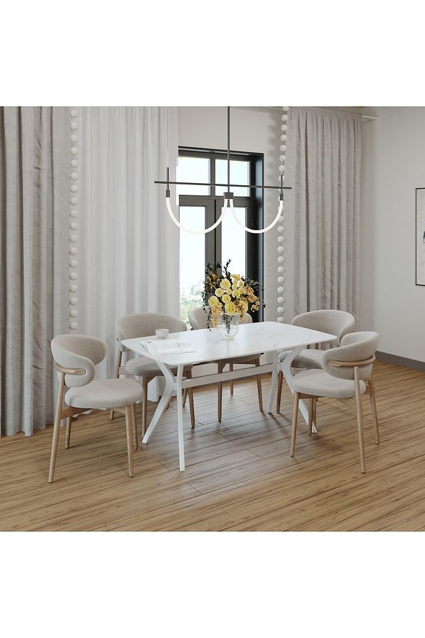 VİKTORİA MUTFAK VE SALON MASASI MARMO/BEYAZ 80X138 (Sadece Masa) - 1