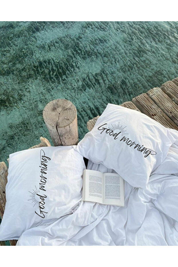 Original Good Morning 2-Piece Pillow Case 50X70 cm | For Sleeping Pillow | White | 100% Cotton - Covered