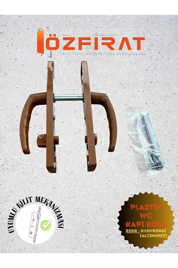 Pvc Pimapen Plastik Kapı Kolu Tuvalet(WC) / Banyo Pls Kapı Kolu / Kahve (ALTINMEŞE) 1 Adet (Takım) - 3