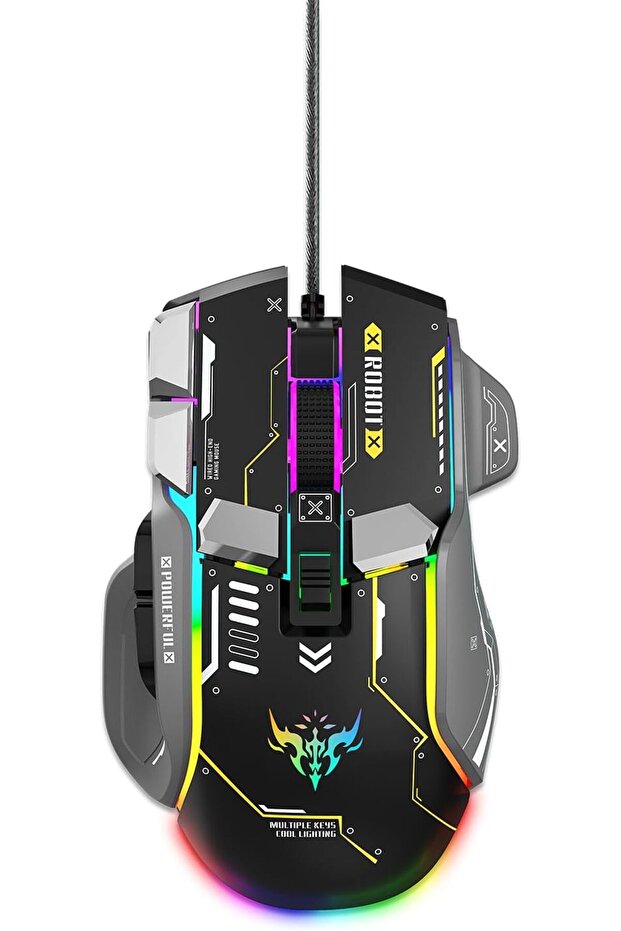 Gaming GM606 Wired Mouse 12800 DPI RGB Lighting USB Gaming Mouse with 1.65m Braided Cable
