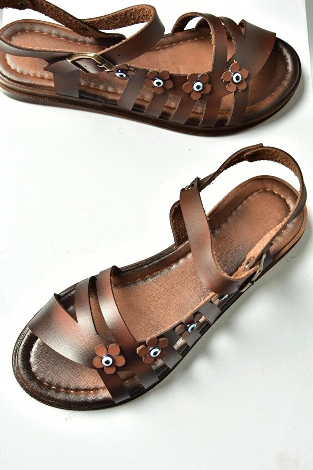 U390903103 Brown Genuine Leather Women's Sandals