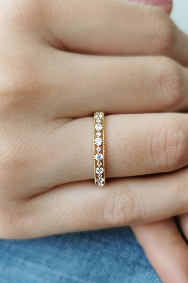 Motif Kenarlı Lucetta Altın Yüzük - 2