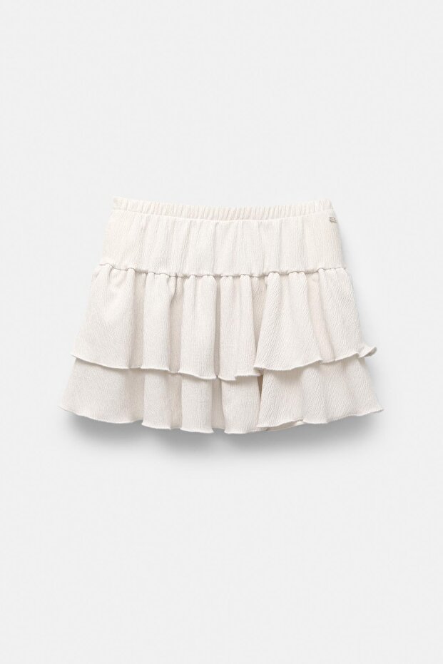 Rustik fırfırlı mini etek - 5