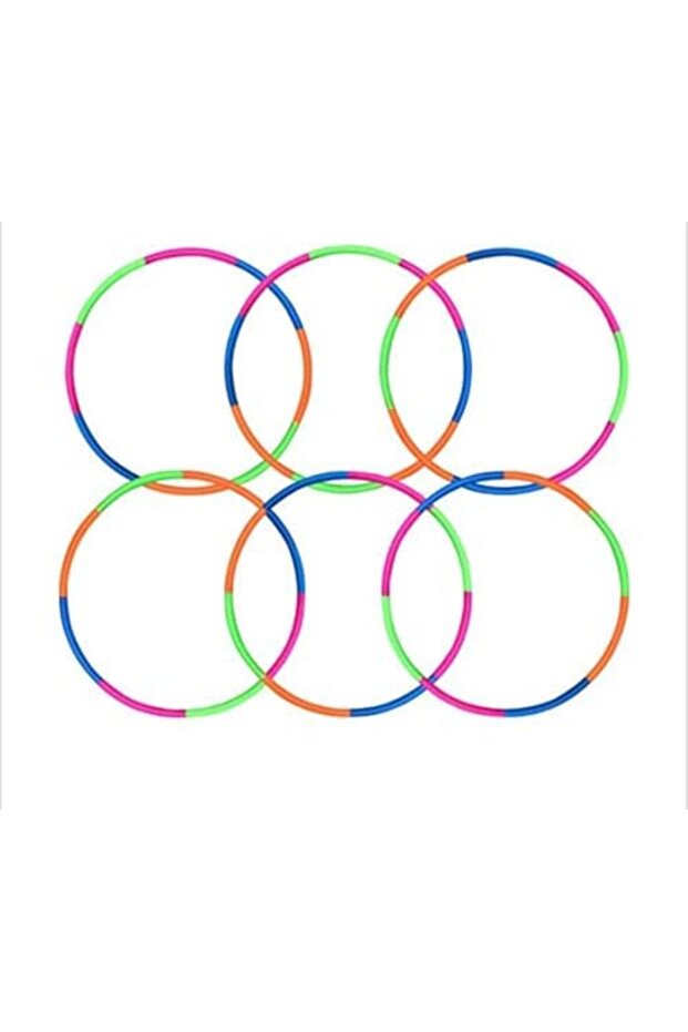 Fitness Hula Hoop Set for Kids – Pack of 6 Multicolour Hoops, 60cm Diameter, 300g, Lightwei