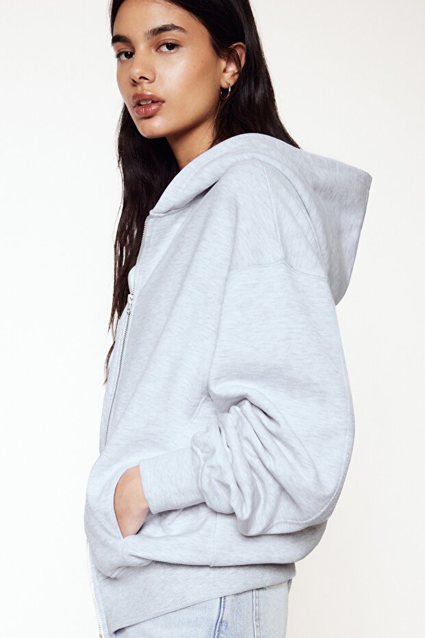 Fermuarlı kapüşonlu sweatshirt - 1