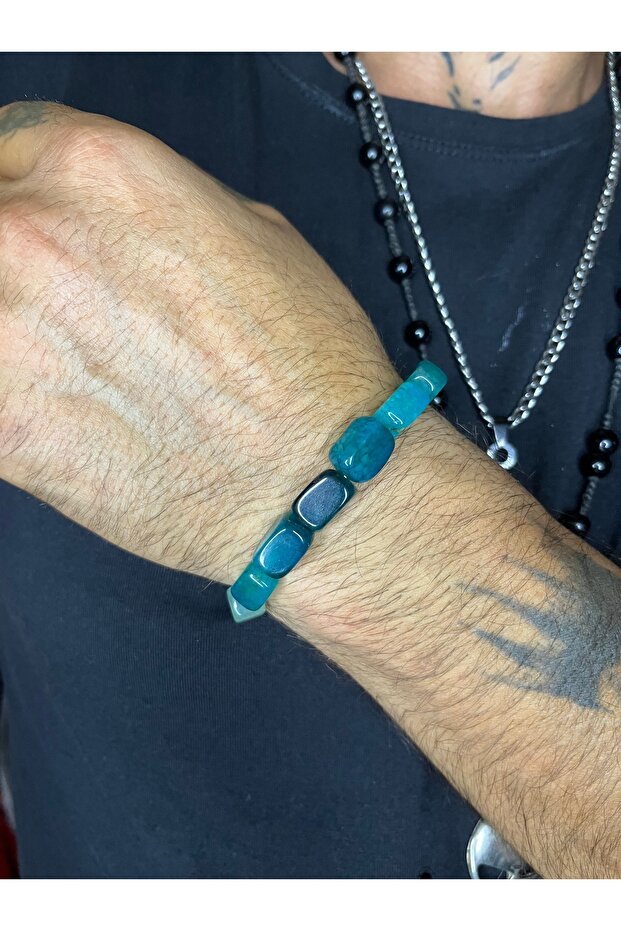 سوار من حجر العقيق الطبيعي مستطيل الشكل - 1