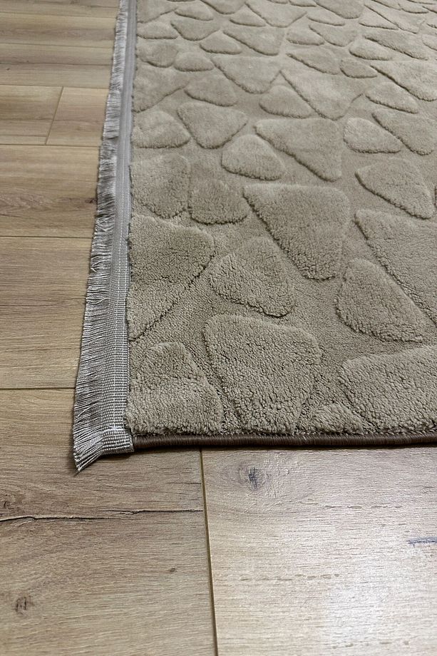 Taş Desen Vizon Peluş Halı Kaymaz Taban Makinede Yıkanabilir Vizon Peluş Halı - 5