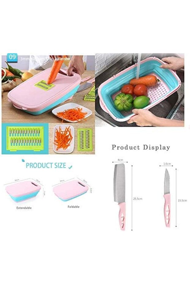 9 in 1 Multipurpose Silicone-Based Foldable Kitchen Cutting Board - 7