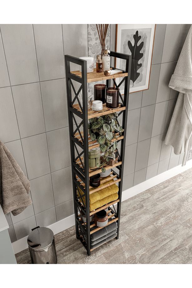 MİNİ Dekoratif Banyo Rafı Havluluk Peçetelik 8 KATLI - 3