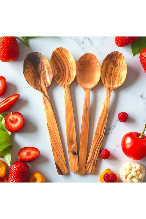 Wooden Spoon - Wooden Spoon - Olive Spoon - 4-Piece Wooden Spoon - 4-Piece Spoon