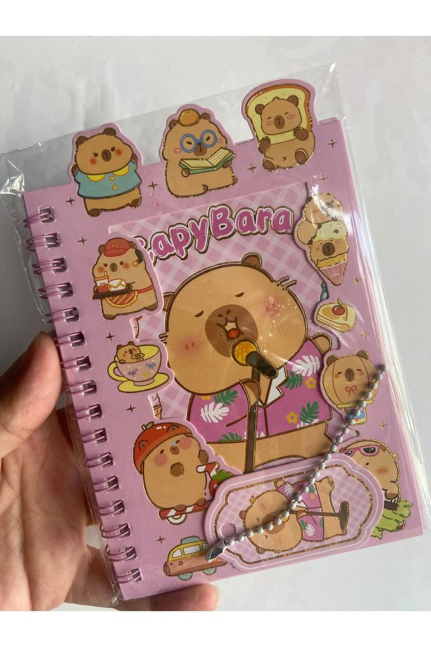 Capybara Kapibara Sticker Etiket Çıkartma 16 Sayfa (300 adet) Su Geçirmez+Opak 8 Sayfa Not Defter - 1