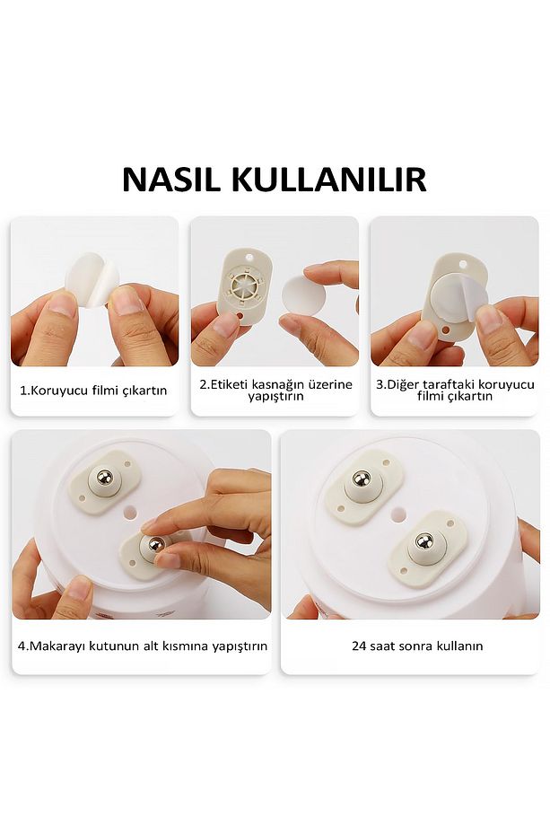 4 Adet Mini Yapışkanlı Teker Eşya Kaydırma Aparatı 360 Derece Dönebilen Küçük Bilyeli Tekerlekler - 6