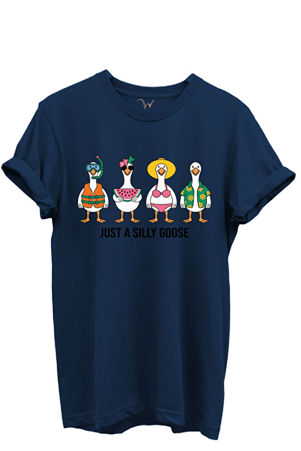Just a Silly Goose Written Fun Goose Characters Printed 100% Cotton Regular Fit Unisex T-Shirt