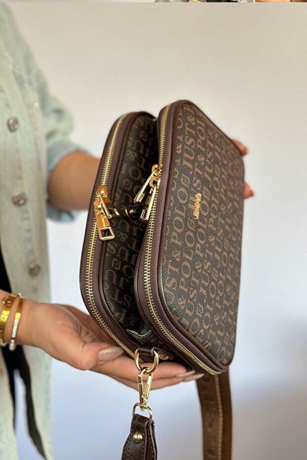 Original Just Polo Women's Shoulder Bags Suitable for Daily Use, Medium and Large Size, Wide-Strap