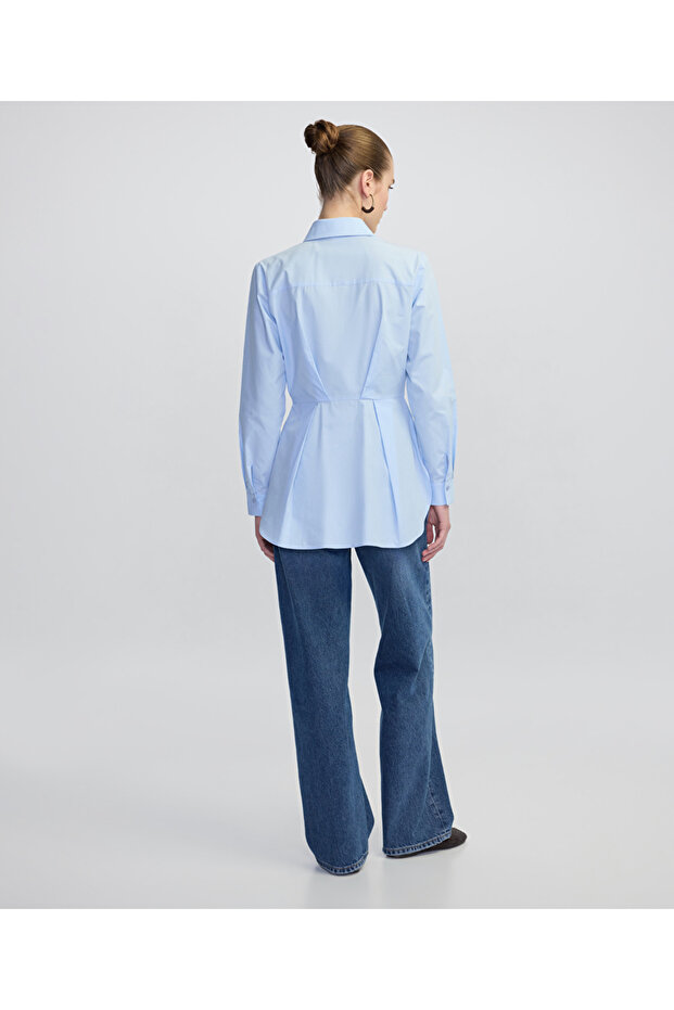 Drapeli poplin gömlek - 5