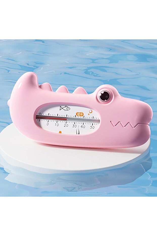 Bath Thermometer, Floating, Waterproof, Multifunctional, Crocodile Model, Pink - 2