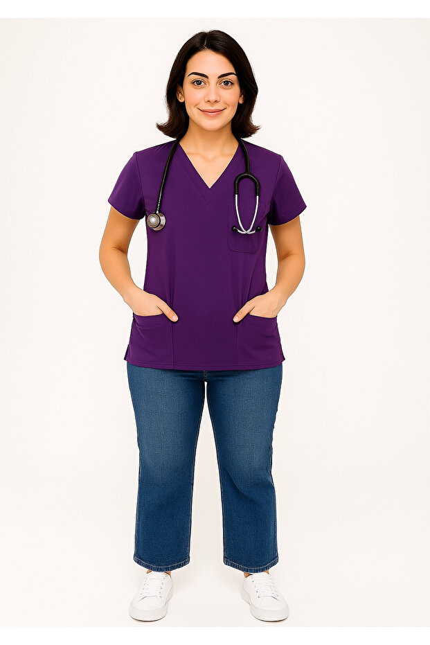 Nurse Uniform Top Uitralycra Spaniard -Doctor Nurse Uniform Top Scrubs Uniform Surgical Top- Slim Fit