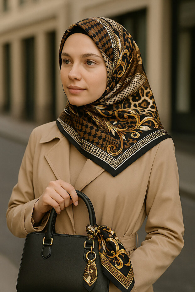 %100 İpek Tivil Eşarp - 1