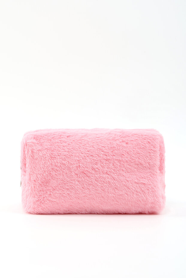 Shaka Pembe SHK244 Peluş Kumaş Fermuarlı Tek Bölmeli Seyahat ve Makyaj Çantası