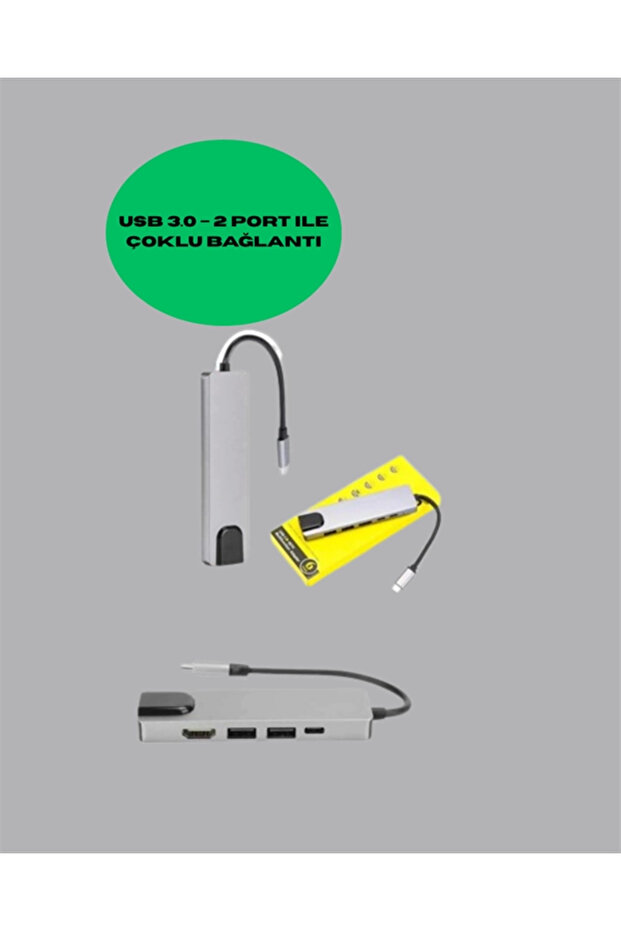 Type‑C Dönüştürücü – 2×USB3.0, SD/MS, 4K HDMI & RJ45 ile Profesyonel Kullanım - 3