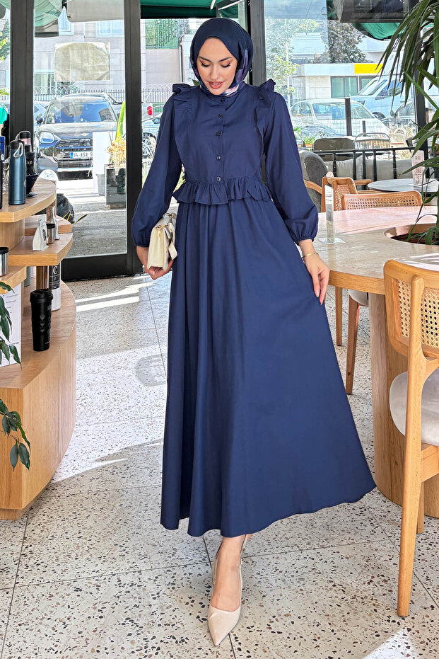 Women's Knit Fabric Ruffled Hijab Set