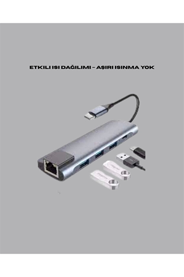 Type‑C Dönüştürücü – 2×USB3.0, SD/MS, 4K HDMI & RJ45 ile Profesyonel Kullanım - 4