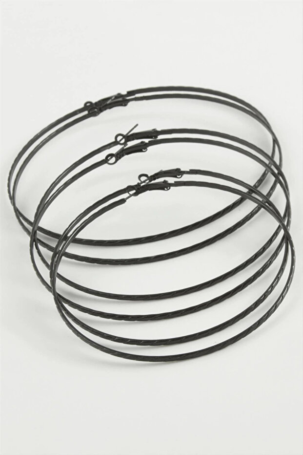 Chain Patterned Metal Hoop Earrings 6 Pieces