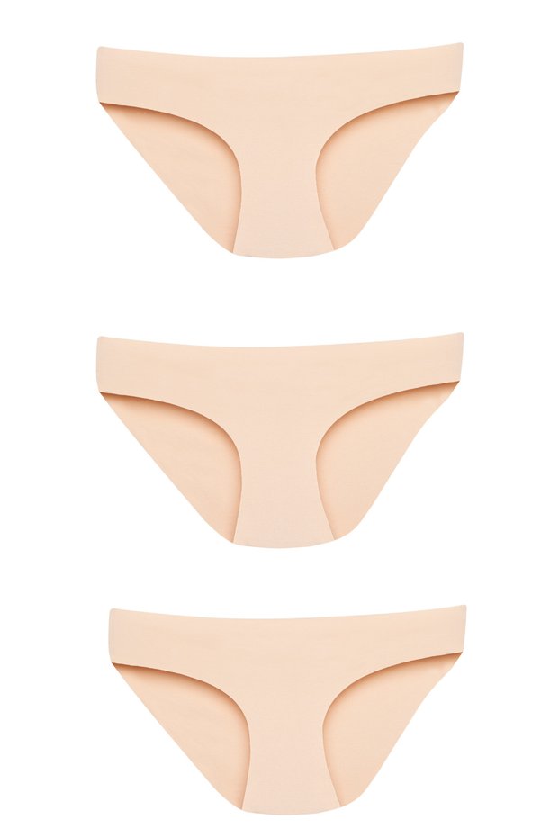 Set of 3 Skin Color 100% Cotton Laser Cut Panties